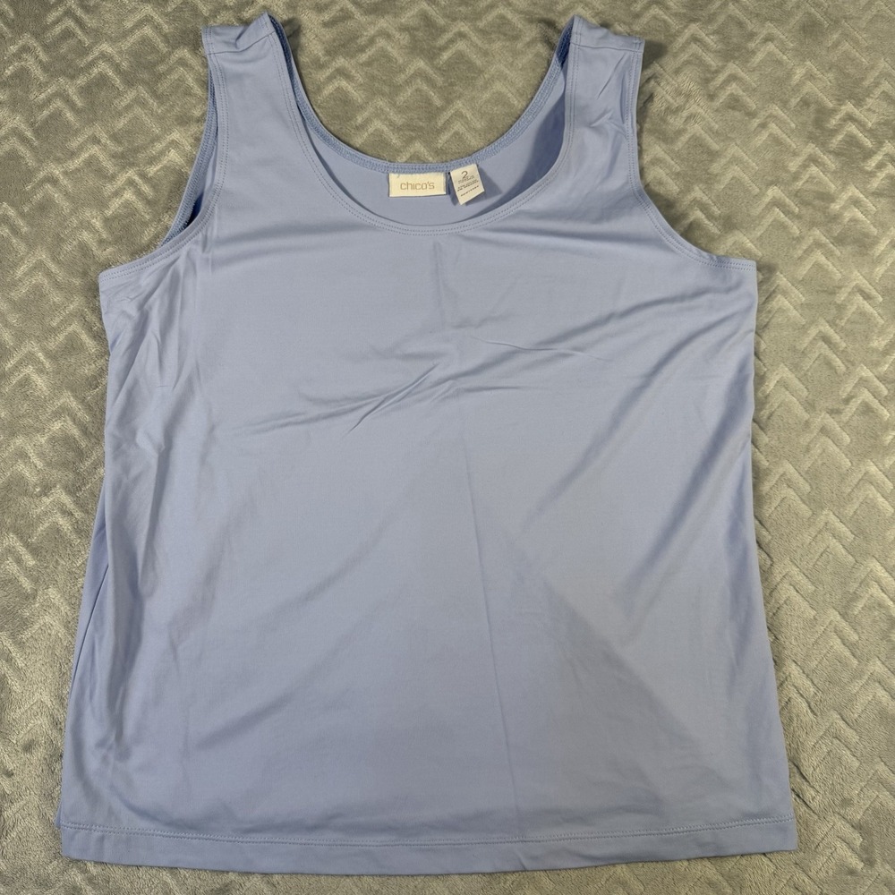 Chico's Tank‎ Top Large (1) Pale Blue Silky Feel Blouse Dressy Shirt NWOT